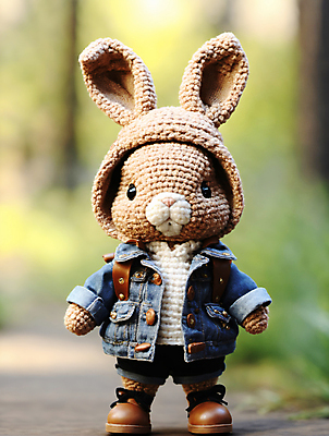 JPG 편집이미지 사람없음 귀여움 디지털합성 토끼인형 편집소스 뜨개인형 편집실사 AI포토 AI콘텐츠 인형 컨셉 토끼 CG 파일형식