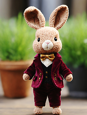 JPG 편집이미지 사람없음 귀여움 디지털합성 토끼인형 편집소스 뜨개인형 편집실사 AI포토 AI콘텐츠 인형 컨셉 토끼 CG 파일형식