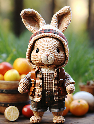 JPG 편집이미지 사람없음 귀여움 디지털합성 토끼인형 편집소스 뜨개인형 편집실사 AI포토 AI콘텐츠 인형 컨셉 토끼 CG 파일형식