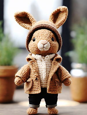 JPG 편집이미지 사람없음 귀여움 디지털합성 토끼인형 편집소스 뜨개인형 편집실사 AI포토 AI콘텐츠 인형 컨셉 토끼 CG 파일형식