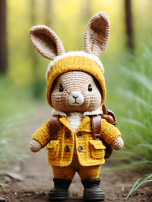 JPG 편집이미지 사람없음 귀여움 디지털합성 토끼인형 편집소스 뜨개인형 편집실사 AI포토 AI콘텐츠 인형 컨셉 토끼 CG 파일형식