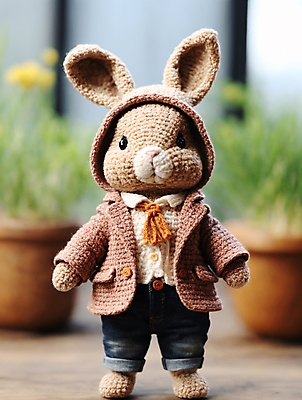 JPG 편집이미지 사람없음 귀여움 디지털합성 토끼인형 편집소스 뜨개인형 편집실사 AI포토 AI콘텐츠 인형 컨셉 토끼 CG 파일형식