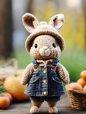 JPG 편집이미지 사람없음 귀여움 디지털합성 토끼인형 편집소스 뜨개인형 편집실사 AI포토 AI콘텐츠 인형 컨셉 토끼 CG 파일형식