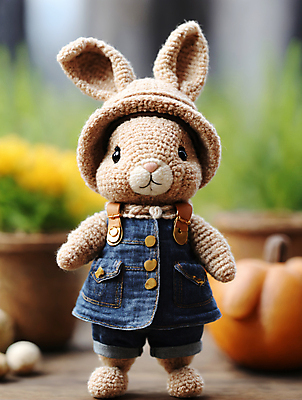 JPG 편집이미지 사람없음 귀여움 디지털합성 토끼인형 편집소스 뜨개인형 편집실사 AI포토 AI콘텐츠 인형 컨셉 토끼 CG 파일형식