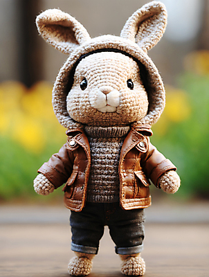 JPG 편집이미지 사람없음 귀여움 디지털합성 토끼인형 편집소스 뜨개인형 편집실사 AI포토 AI콘텐츠 인형 컨셉 토끼 CG 파일형식