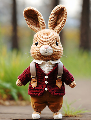 JPG 편집이미지 사람없음 귀여움 디지털합성 토끼인형 편집소스 뜨개인형 편집실사 AI포토 AI콘텐츠 인형 컨셉 토끼 CG 파일형식