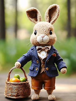 JPG 편집이미지 사람없음 귀여움 디지털합성 토끼인형 편집소스 뜨개인형 편집실사 AI포토 AI콘텐츠 인형 컨셉 토끼 CG 파일형식