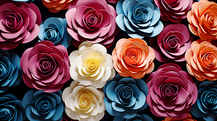JPG 편집이미지 백그라운드 사람없음 컬러풀 장미 화려 페이퍼아트 디지털합성 로즈데이 편집소스 편집실사 AI포토 AI콘텐츠 꽃 컬러 컨셉 데이이벤트 CG 파일형식