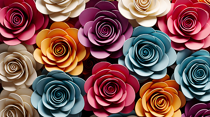 JPG 편집이미지 백그라운드 사람없음 컬러풀 장미 화려 페이퍼아트 디지털합성 로즈데이 편집소스 편집실사 AI포토 AI콘텐츠 꽃 컬러 컨셉 데이이벤트 CG 파일형식
