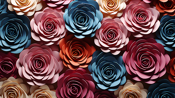 JPG 편집이미지 백그라운드 사람없음 컬러풀 장미 화려 페이퍼아트 디지털합성 로즈데이 편집소스 편집실사 AI포토 AI콘텐츠 꽃 컬러 컨셉 데이이벤트 CG 파일형식
