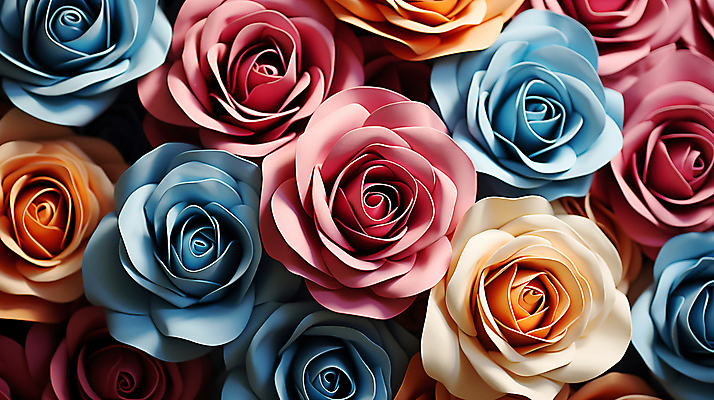 JPG 편집이미지 백그라운드 사람없음 컬러풀 장미 화려 페이퍼아트 디지털합성 로즈데이 편집소스 편집실사 AI포토 AI콘텐츠 꽃 컬러 컨셉 데이이벤트 CG 파일형식