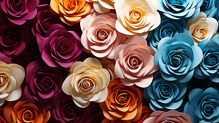 JPG 편집이미지 백그라운드 사람없음 컬러풀 장미 화려 페이퍼아트 디지털합성 로즈데이 편집소스 편집실사 AI포토 AI콘텐츠 꽃 컬러 컨셉 데이이벤트 CG 파일형식