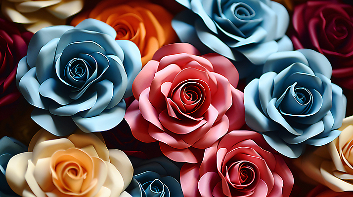 JPG 편집이미지 백그라운드 사람없음 컬러풀 장미 화려 페이퍼아트 디지털합성 로즈데이 편집소스 편집실사 AI포토 AI콘텐츠 꽃 컬러 컨셉 데이이벤트 CG 파일형식