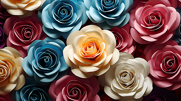 JPG 편집이미지 백그라운드 사람없음 컬러풀 장미 화려 페이퍼아트 디지털합성 로즈데이 편집소스 편집실사 AI포토 AI콘텐츠 꽃 컬러 컨셉 데이이벤트 CG 파일형식
