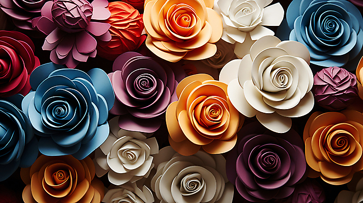 JPG 편집이미지 백그라운드 사람없음 컬러풀 장미 화려 페이퍼아트 디지털합성 로즈데이 편집소스 편집실사 AI포토 AI콘텐츠 꽃 컬러 컨셉 데이이벤트 CG 파일형식