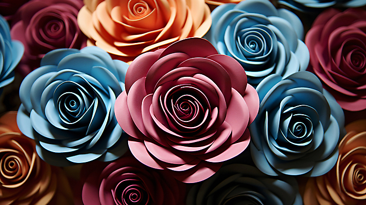 JPG 편집이미지 백그라운드 사람없음 컬러풀 장미 화려 페이퍼아트 디지털합성 로즈데이 편집소스 편집실사 AI포토 AI콘텐츠 꽃 컬러 컨셉 데이이벤트 CG 파일형식