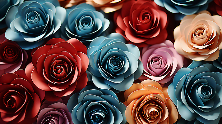 JPG 편집이미지 백그라운드 사람없음 컬러풀 장미 화려 페이퍼아트 디지털합성 로즈데이 편집소스 편집실사 AI포토 AI콘텐츠 꽃 컬러 컨셉 데이이벤트 CG 파일형식