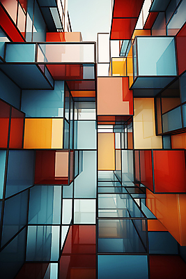 JPG 편집이미지 건축물 사람없음 컬러풀 사각형 큐브 디지털합성 복잡 편집소스 이미지편집 편집실사 AI컴퓨터그래픽 AI콘텐츠 도형 건축 컬러 컨셉 CG 파일형식