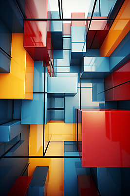 JPG 편집이미지 건축물 사람없음 컬러풀 사각형 큐브 디지털합성 복잡 편집소스 이미지편집 편집실사 AI컴퓨터그래픽 AI콘텐츠 도형 건축 컬러 컨셉 CG 파일형식