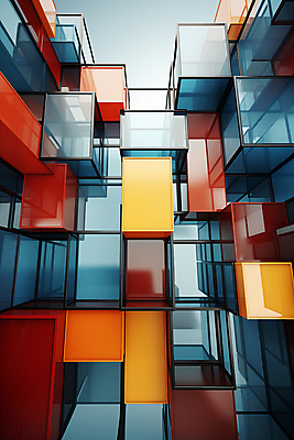 JPG 편집이미지 건축물 사람없음 컬러풀 사각형 큐브 디지털합성 복잡 편집소스 이미지편집 편집실사 AI컴퓨터그래픽 AI콘텐츠 도형 건축 컬러 컨셉 CG 파일형식