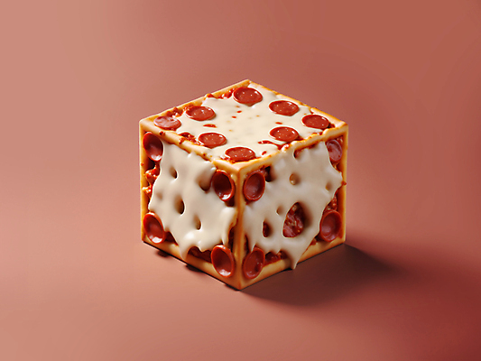 JPG 편집이미지 음식 치즈 피자 사람없음 사각형 큐브 입체 디지털합성 페퍼로니 페퍼로니피자 편집소스 이미지편집 편집실사 AI컴퓨터그래픽 AI콘텐츠 도형 유제품 패스트푸드 서양음식 소시지 CG 파일형식