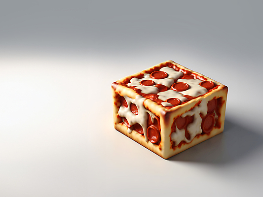 JPG 편집이미지 음식 치즈 피자 사람없음 사각형 큐브 입체 디지털합성 페퍼로니 페퍼로니피자 편집소스 이미지편집 편집실사 AI컴퓨터그래픽 AI콘텐츠 도형 유제품 패스트푸드 서양음식 소시지 CG 파일형식
