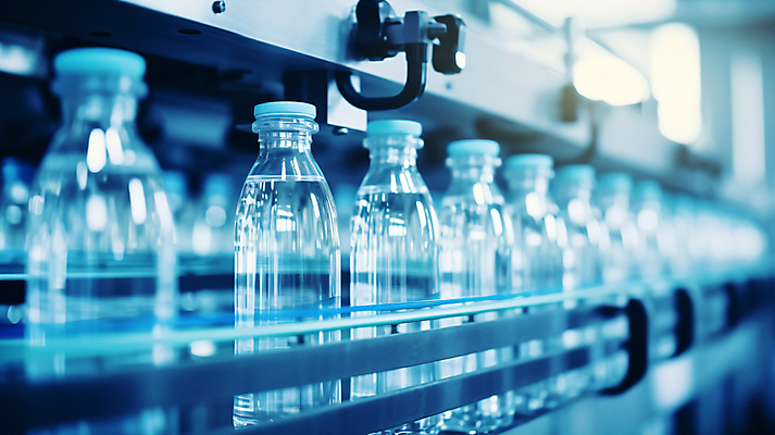 JPG 편집이미지 공장 사람없음 물 깨끗함 제조 생수 스마트 디지털합성 기계화 공장시설 제조과정 편집실사 AI포토 AI콘텐츠 자연요소 컨셉 공업 물병 CG 시설 과정 파일형식