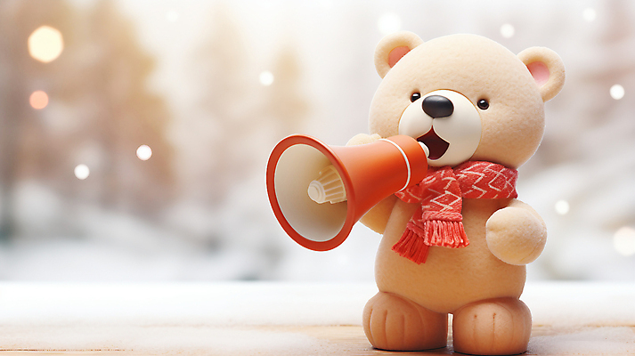 JPG 편집이미지 겨울 곰 들기 이벤트 사람없음 쇼핑 목도리 확성기 외침 곰인형 추위 알림 오브젝트 이미지편집 편집실사 AI컴퓨터그래픽 AI콘텐츠 동물 잡화 계절 인형 포유류 모션 소리 CG 파일형식