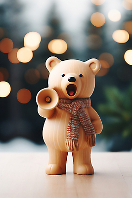 JPG 편집이미지 겨울 곰 들기 이벤트 사람없음 쇼핑 목도리 확성기 외침 곰인형 알림 오브젝트 보케 편집실사 AI컴퓨터그래픽 AI콘텐츠 동물 잡화 계절 인형 포유류 모션 소리 CG 파일형식