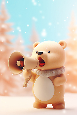 JPG 편집이미지 겨울 곰 들기 이벤트 사람없음 쇼핑 목도리 확성기 외침 곰인형 눈 알림 오브젝트 편집실사 AI컴퓨터그래픽 AI콘텐츠 자연요소 동물 잡화 계절 인형 포유류 모션 날씨 소리 CG 파일형식