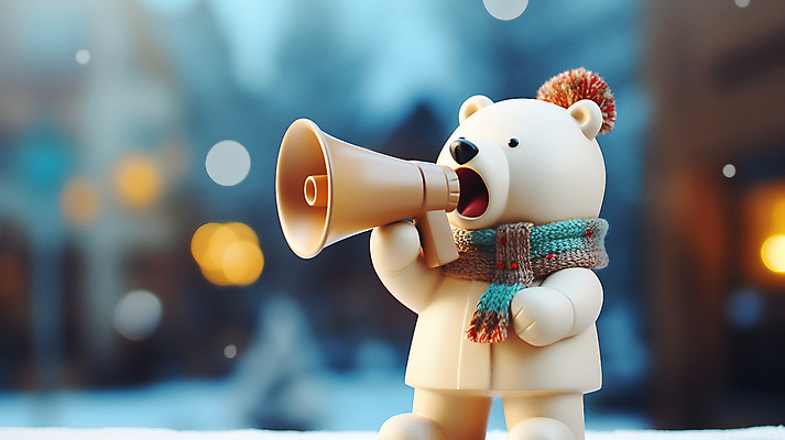 JPG 편집이미지 겨울 곰 들기 이벤트 사람없음 쇼핑 목도리 확성기 외침 곰인형 알림 오브젝트 보케 이미지편집 편집실사 AI컴퓨터그래픽 AI콘텐츠 동물 잡화 계절 인형 포유류 모션 소리 CG 파일형식