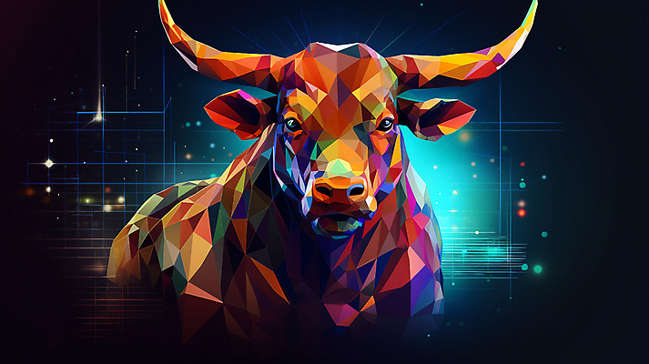 JPG 편집이미지 사람없음 금융 경제 디지털 거래 주식 황소 투자 금융거래 상한가 스톡 주식시장 증권시장 폴리곤 이미지편집 편집실사 AI컴퓨터그래픽 AI콘텐츠 비즈니스 소 시장 CG 파일형식