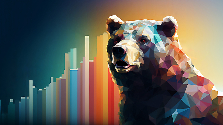 JPG 편집이미지 곰 사람없음 금융 경제 디지털 거래 주식 투자 금융거래 스톡 주식시장 증권시장 폴리곤 하한가 이미지편집 편집실사 AI컴퓨터그래픽 AI콘텐츠 동물 비즈니스 포유류 시장 CG 파일형식