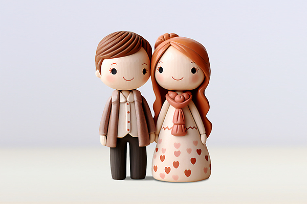 전신 PSD 편집이미지 커플 원피스 여자 남자 사랑 두명 목도리 재킷 하트 클레이아트 이미지편집 모양 잡화 옷 감정 관계 사람 외투 공예 점토 파일형식