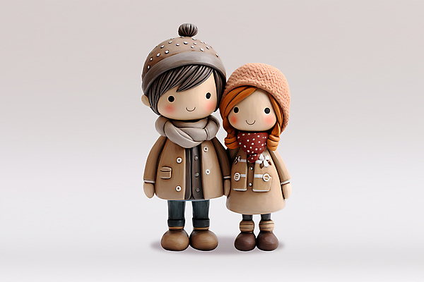 전신 PSD 편집이미지 커플 여자 남자 겨울 털모자 사랑 두명 목도리 코트 겨울옷 클레이아트 이미지편집 모자_잡화 잡화 옷 계절 감정 관계 사람 외투 공예 점토 파일형식