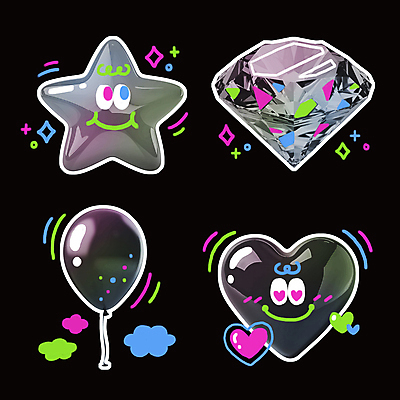 PSD 구름 일러스트 표정 미소 사람없음 반짝임 쇼핑 컬러풀 하트 화려 낙서 오브젝트 네온 다이아몬드 풍선 키치 국내일러스트 자연요소 모양 컬러 컨셉 모션 보석 파일형식