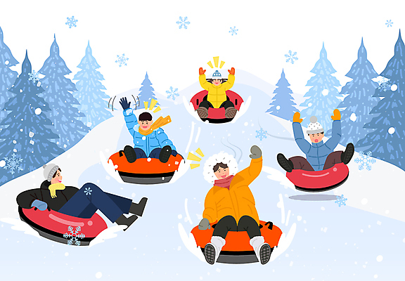 전신 나무 여자 남자 어린이 겨울 일러스트 눈꽃 앉기 소녀 소년 여러명 성인 만세 눈 승차 즐거움 썰매 손인사 튜브 썰매타기 겨울방학 썰매장 어린이만 내려오기 국내일러스트 AI파일 자연요소 식물 계절 감정 다수 모션 날씨 방학 눈_날씨 사람 전통놀이 인사 파일형식 벡터