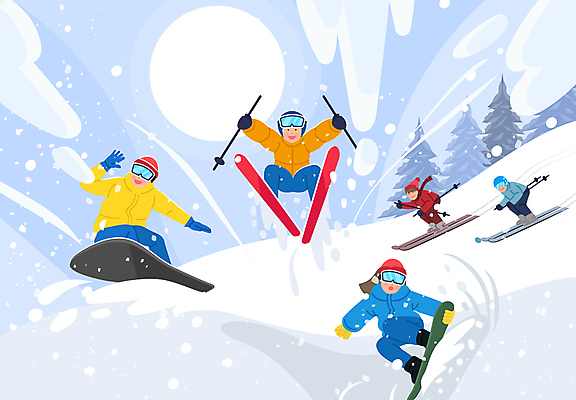 전신 나무 여자 남자 어린이 겨울 일러스트 스키 겨울스포츠 스키장 소녀 소년 여러명 성인 설원 점프 눈 스노우보드 즐거움 스키복 역동적 스노우보더 겨울방학 스플래쉬 스키타기 내려오기 국내일러스트 AI파일 자연요소 식물 옷 계절 감정 스포츠 다수 컨셉 모션 날씨 방학 운동선수 눈_날씨 사람 보드_스포츠 파일형식 벡터