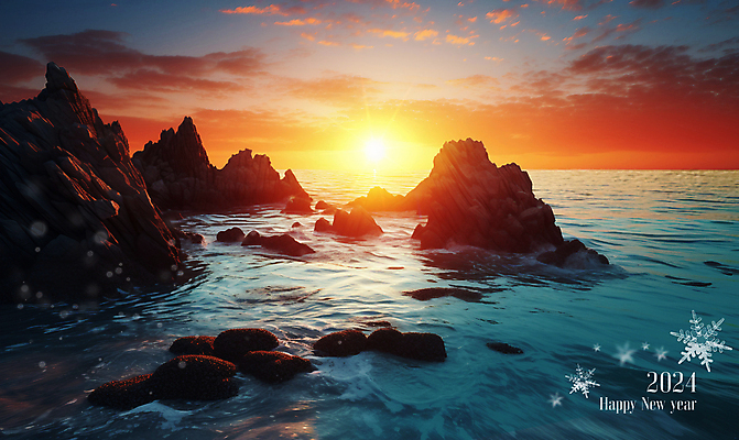 PSD 구름 편집이미지 물결 바다 겨울 자연 하늘 새해 풍경 사람없음 일출 눈 갯바위 2024년 갑진년 이미지편집 자연요소 계절 날씨 노을 바위_돌 연도 생태계 파일형식