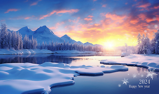 PSD 나무 구름 편집이미지 겨울 자연 하늘 새해 산 풍경 사람없음 강 일출 설원 눈 2024년 갑진년 이미지편집 자연요소 식물 계절 날씨 눈_날씨 노을 연도 생태계 파일형식