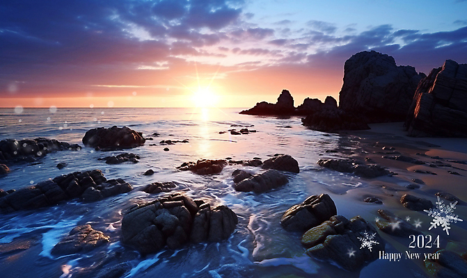 PSD 구름 편집이미지 파도 바다 겨울 자연 하늘 새해 풍경 사람없음 일출 눈 갯바위 2024년 갑진년 이미지편집 자연요소 계절 날씨 노을 바위_돌 연도 생태계 파일형식