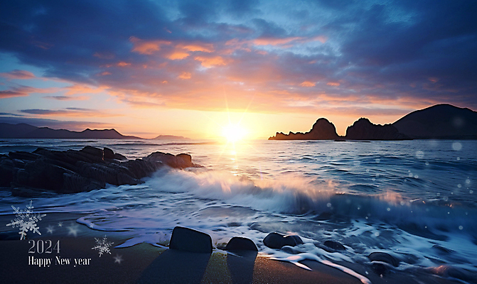 PSD 구름 편집이미지 파도 바다 겨울 자연 하늘 새해 풍경 사람없음 일출 눈 갯바위 2024년 갑진년 이미지편집 자연요소 계절 날씨 노을 바위_돌 연도 생태계 파일형식