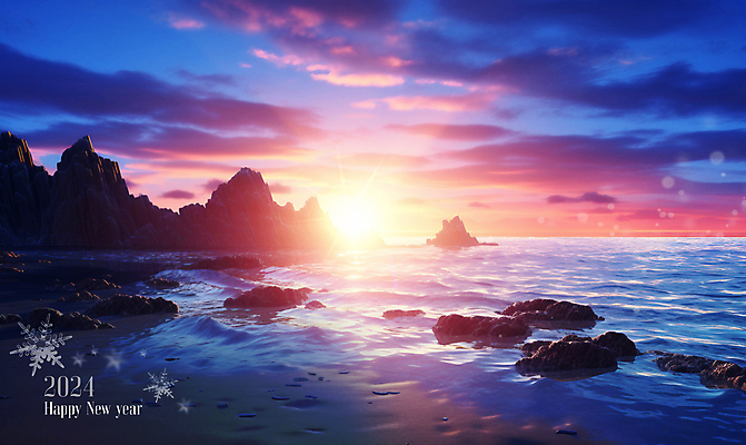 PSD 구름 편집이미지 바다 겨울 자연 하늘 새해 풍경 사람없음 일출 눈 갯바위 2024년 갑진년 이미지편집 자연요소 계절 날씨 노을 바위_돌 연도 생태계 파일형식