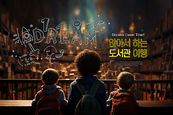 PSD 편집이미지 여자 남자 어린이 여행 전구 상상 미래 책장 소녀 소년 상반신 타이포그라피 뒷모습 책 세명 독서 어둠 희망 행성 로켓 도서관 낙서 삼각자 어린이만 이미지편집 문자 교육 감정 뷰포인트 가구 컨셉 자 사람 우주 파일형식