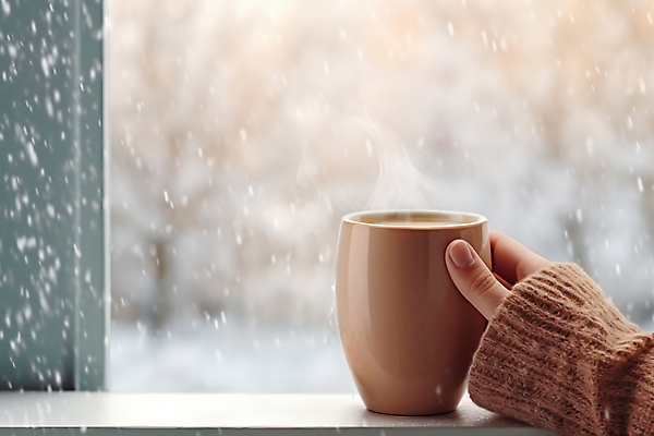 JPG 편집이미지 라이프스타일 손 여유 겨울 휴식 신체부위 머그컵 잡기 연기 포근함 창가 디지털합성 따뜻한음료 눈내림 편집실사 AI인물포토 AI콘텐츠 계절 감정 음료 컨셉 창문 모션 눈_날씨 사람 생활 컵 감각 CG 파일형식 AI포토
