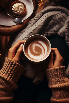 JPG 편집이미지 라이프스타일 손 여유 겨울 휴식 디저트 신체부위 하이앵글 갈색 머그컵 잡기 포근함 디지털합성 니트 코코아 따뜻한음료 라떼 편집실사 AI인물포토 AI콘텐츠 계절 감정 커피 음료 음식 뷰포인트 컬러 컨셉 상의 모션 사람 생활 컵 감각 CG 파일형식 AI포토