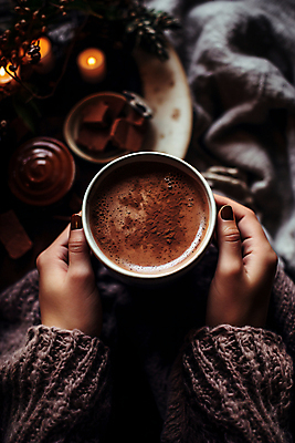 JPG 편집이미지 라이프스타일 손 여유 겨울 휴식 들기 신체부위 하이앵글 갈색 머그컵 잡기 포근함 디지털합성 니트 코코아 따뜻한음료 편집실사 AI인물포토 AI콘텐츠 계절 감정 음료 뷰포인트 컬러 컨셉 상의 모션 사람 생활 컵 감각 CG 파일형식 AI포토
