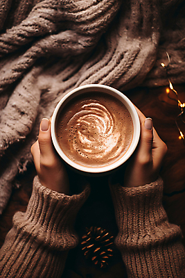 JPG 편집이미지 라이프스타일 손 여유 겨울 휴식 신체부위 하이앵글 갈색 머그컵 잡기 포근함 디지털합성 니트 코코아 따뜻한음료 편집실사 AI인물포토 AI콘텐츠 계절 감정 음료 뷰포인트 컬러 컨셉 상의 모션 사람 생활 컵 감각 CG 파일형식 AI포토