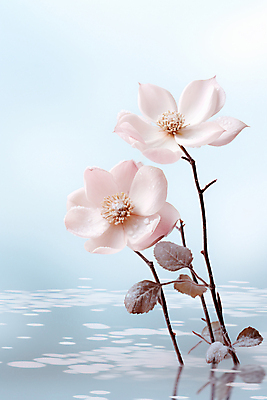 JPG 편집이미지 꽃 백그라운드 사람없음 물 반사 디지털합성 연분홍색 편집실사 AI포토 AI콘텐츠 자연요소 식물 분홍색 CG 파일형식