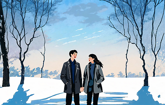 PSD 나무 구름 커플 여자 남자 하늘색 겨울 데이트 일러스트 하늘 함께함 사랑 상반신 성인 두명 마주보기 설원 손잡기 산책 눈 연애 감성 성인만 겨울풍경 눈덮임 국내일러스트 자연요소 식물 계절 감정 컨셉 관계 모션 날씨 휴식 눈_날씨 사람 풍경 파란색 파일형식